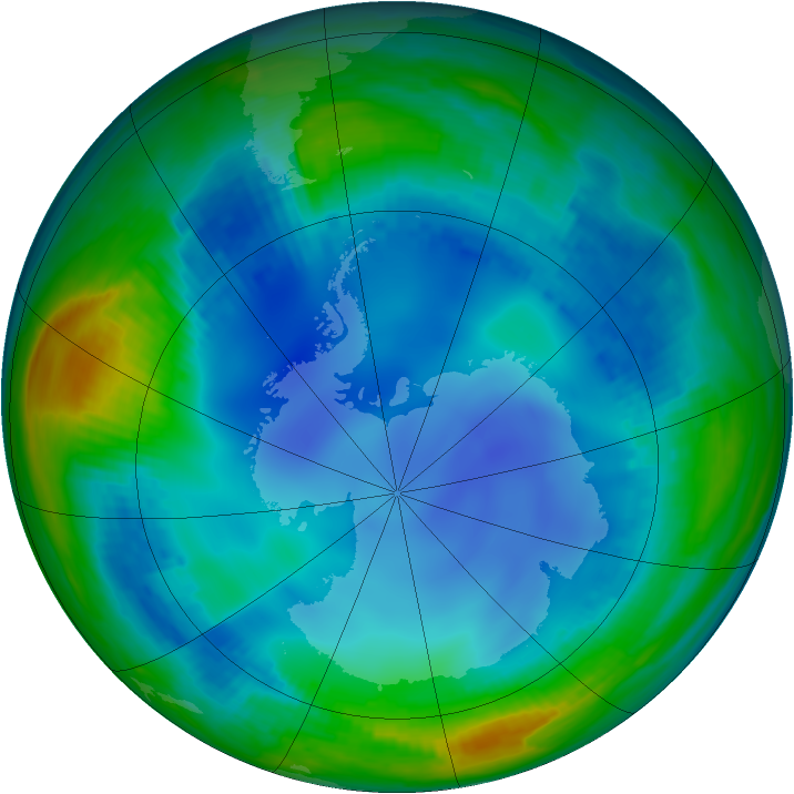 Antarctic ozone map for 21 July 2000